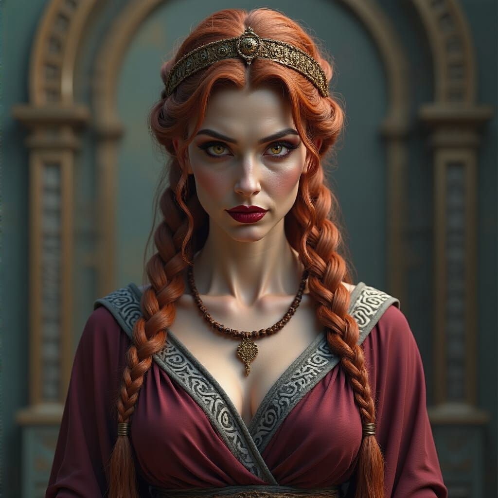 Ruthless Greek Goddess Anaideia: Dark Fantasy Portrait