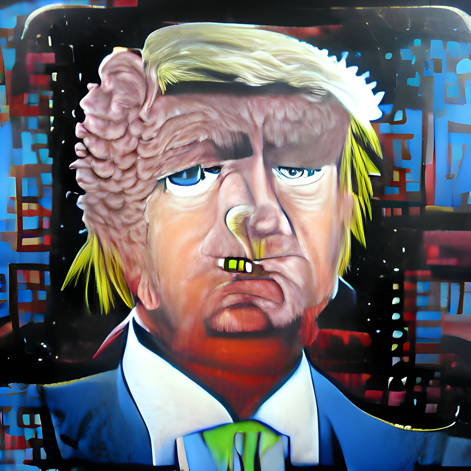 Donald Trump Acrylic Painting in Lowbrow Style