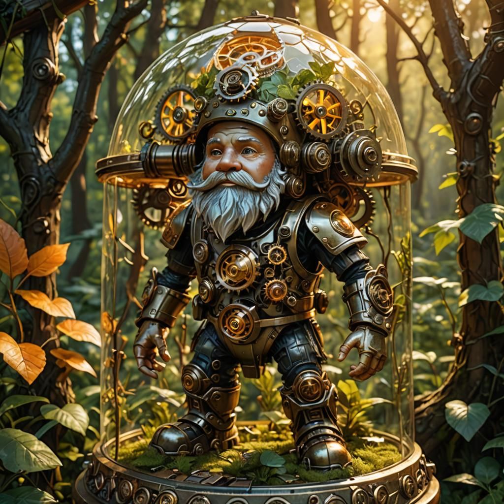 Steampunk Gnome in Forest Concept Art