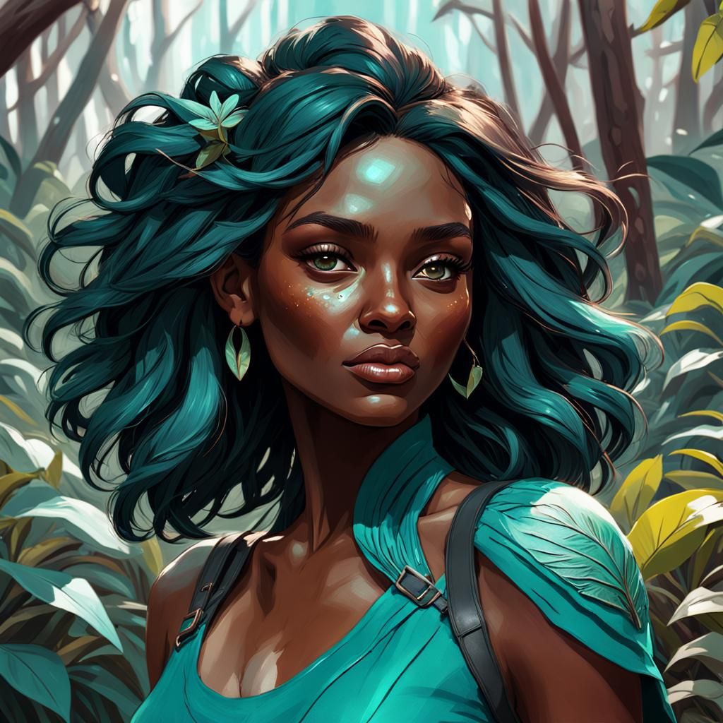 Australian Woman in Teal, Hyperdetailed Art Portrait
