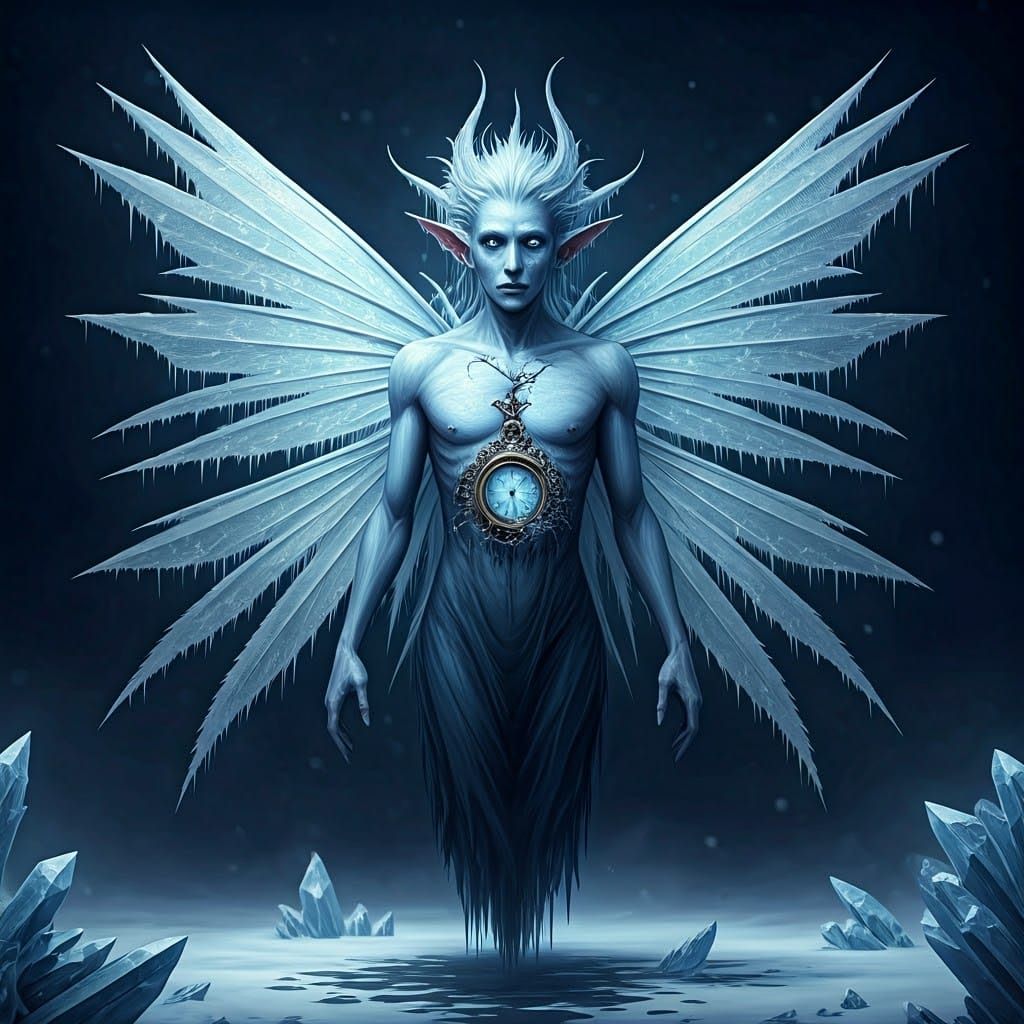 Icy Clockwork Fae with Glass Wings