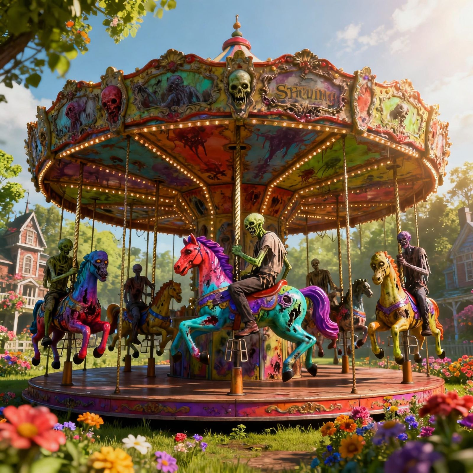 Mighty Colorful Zombie Carousel in Springwood