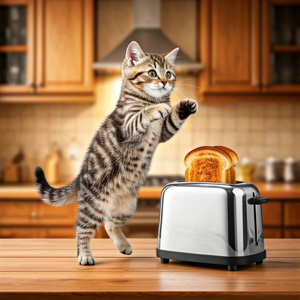 Startled Kitten and Popping Toaster