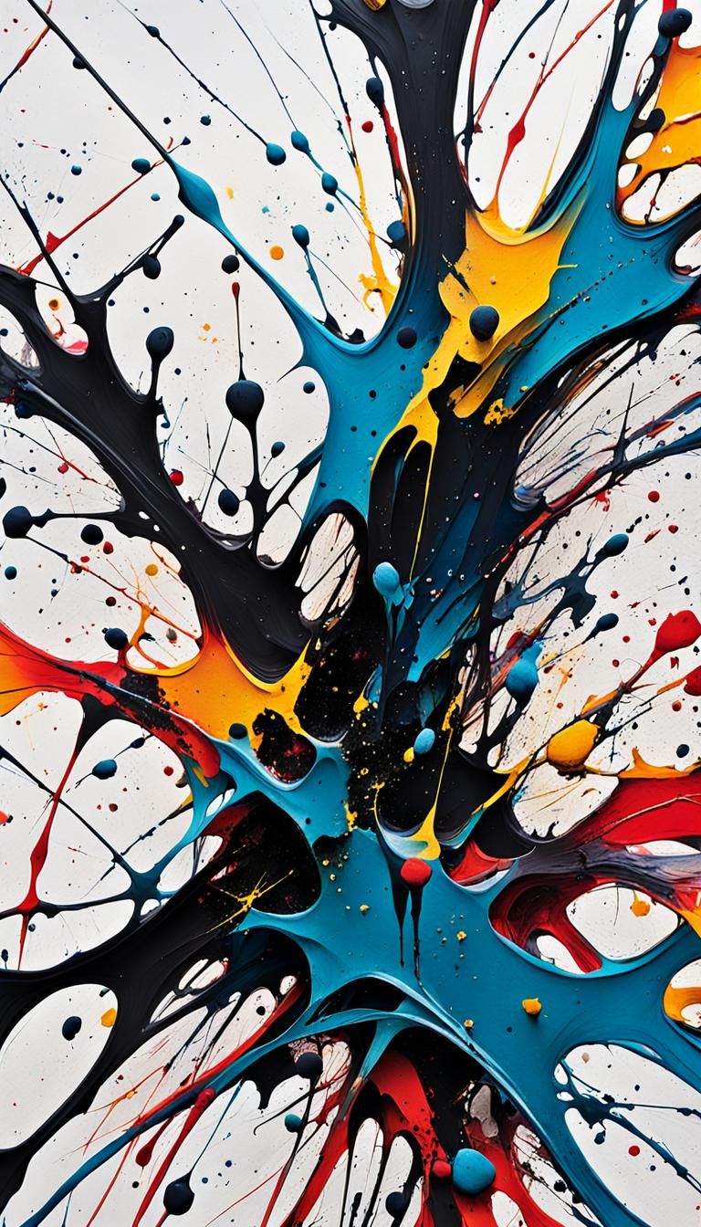 Abstract Expressionism with Ink Splatters on Canvas