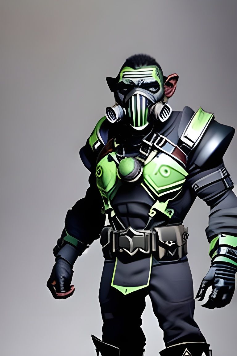 Cyborg Chimpanzee Portrait in Cyberpunk Style