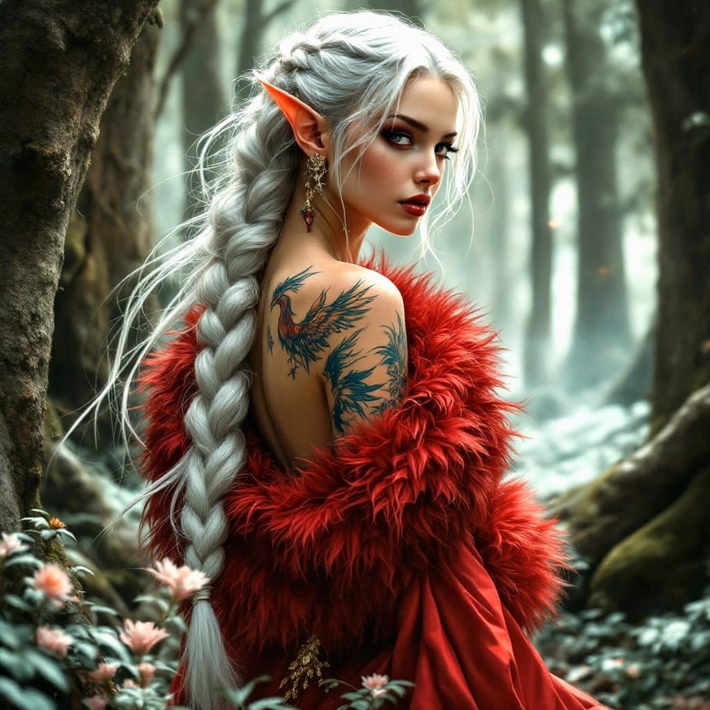 Fantasy Elf in Lush Post-Apo Background