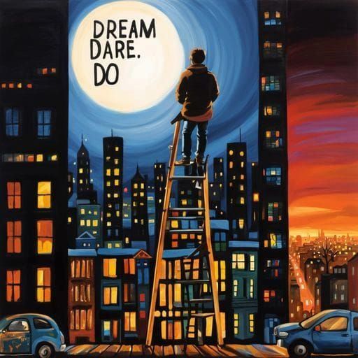 Artist Paints Motivational Billboard at Night