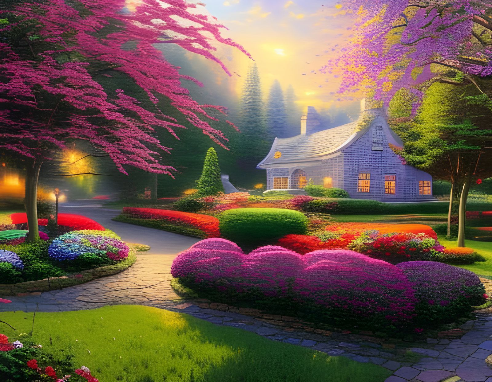 Enchanting Cherry Blossom Garden Art