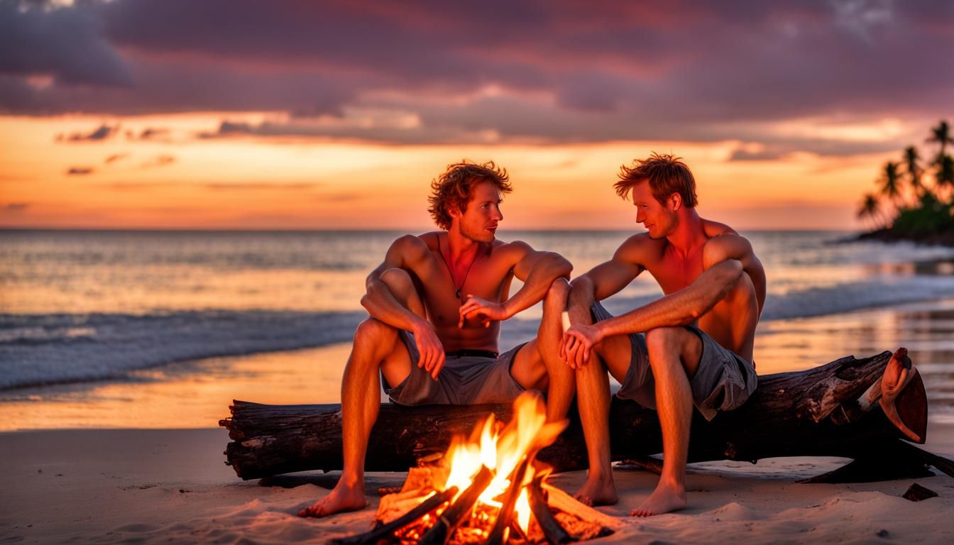 Romantic Beach Campfire at Dusk