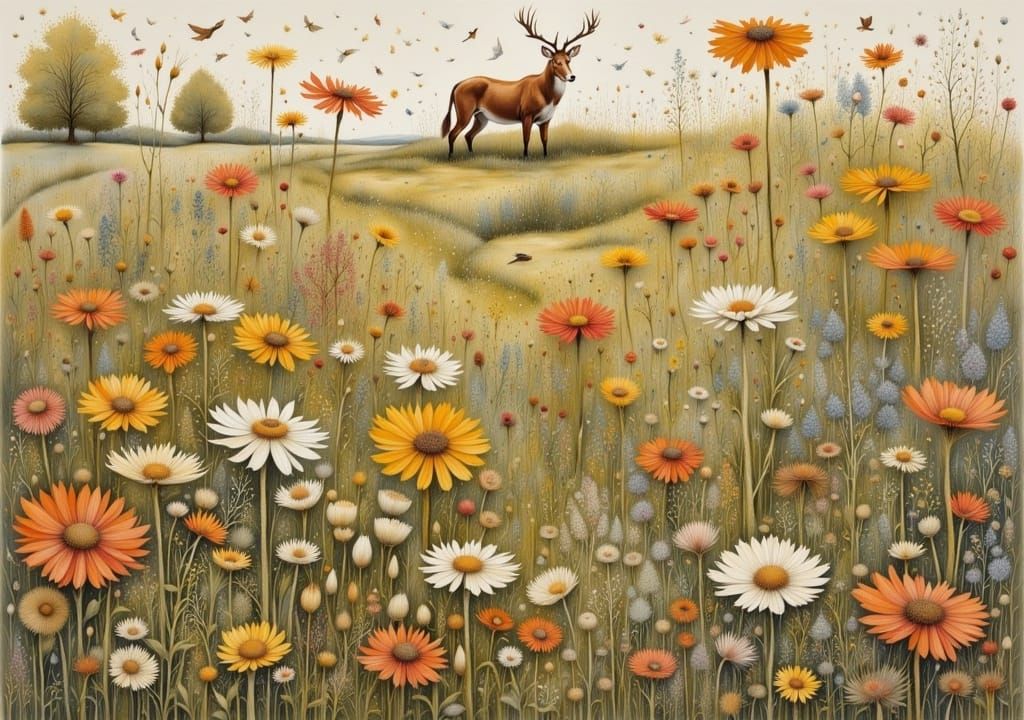 Autumn's Blossoming Leaves: An Intricate Floral Landscape