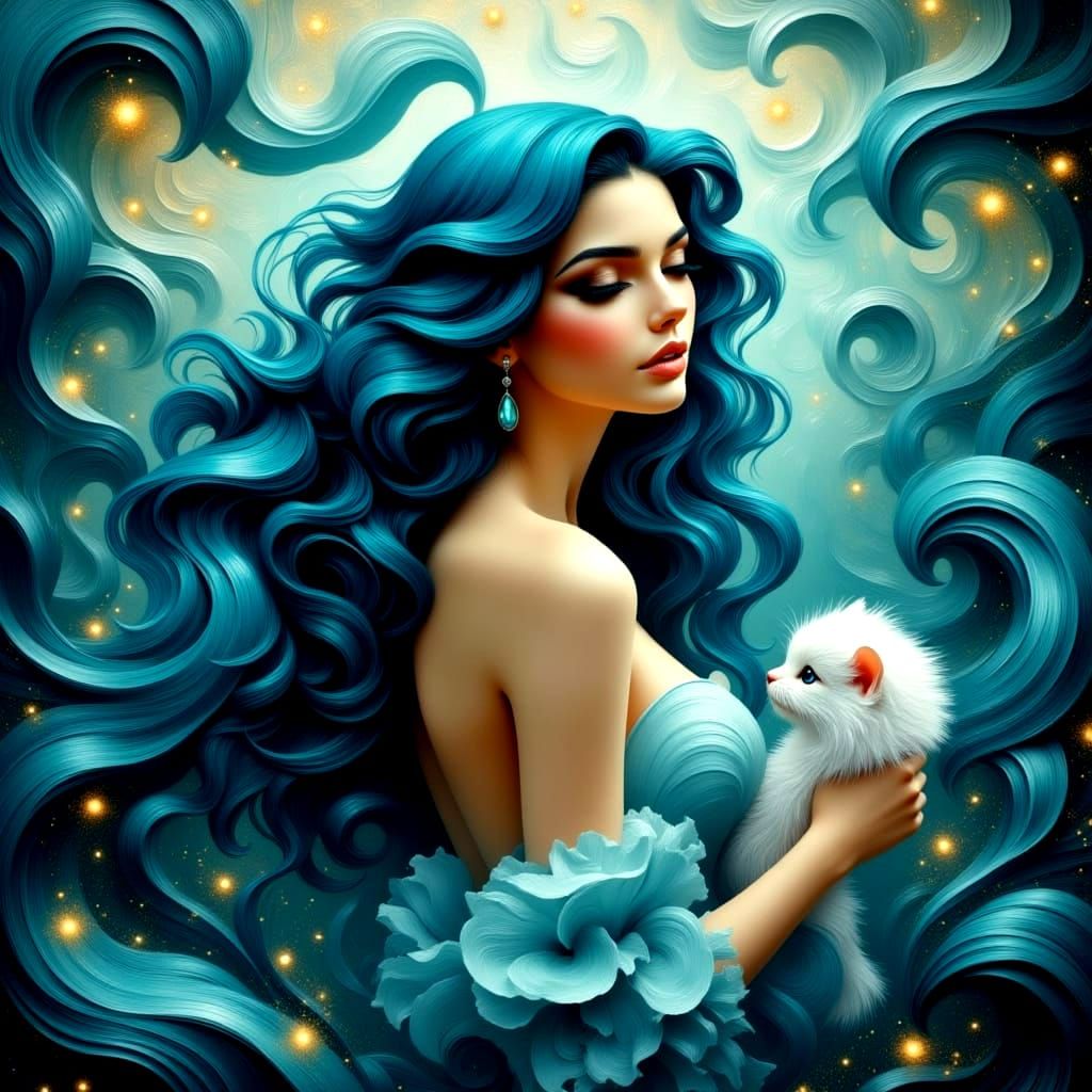 Sultry Noir Goddess in Dreamy Waves