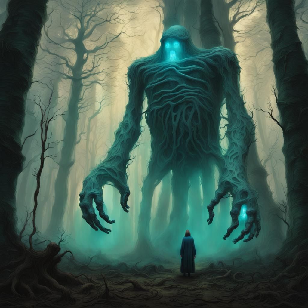 Hand-Foot Golem in Mystical Forest, Dark Fantasy Art