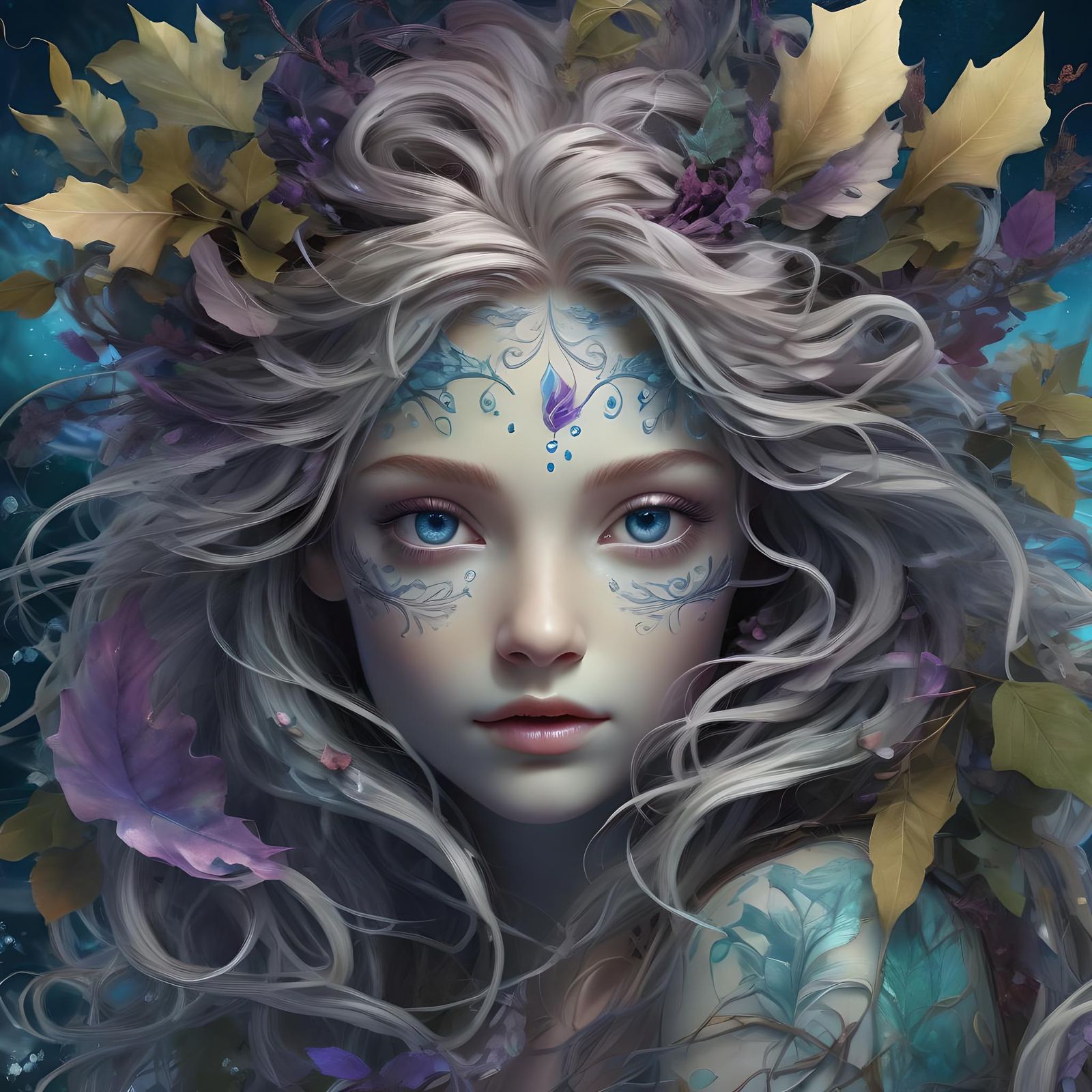 Forest Spirit with Ocean Eyes: Fantasy Concept Art
