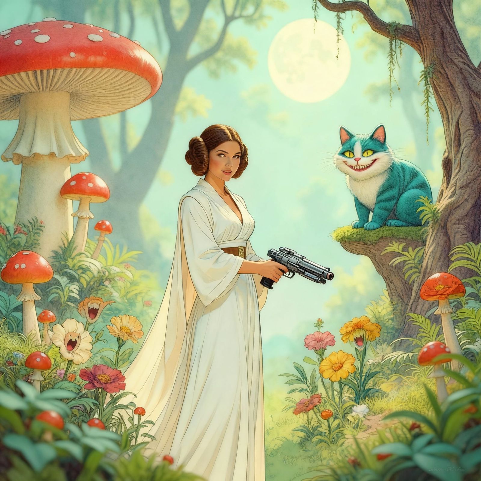 Princess Leia as Alice in Whimsical Wonderland Garden
