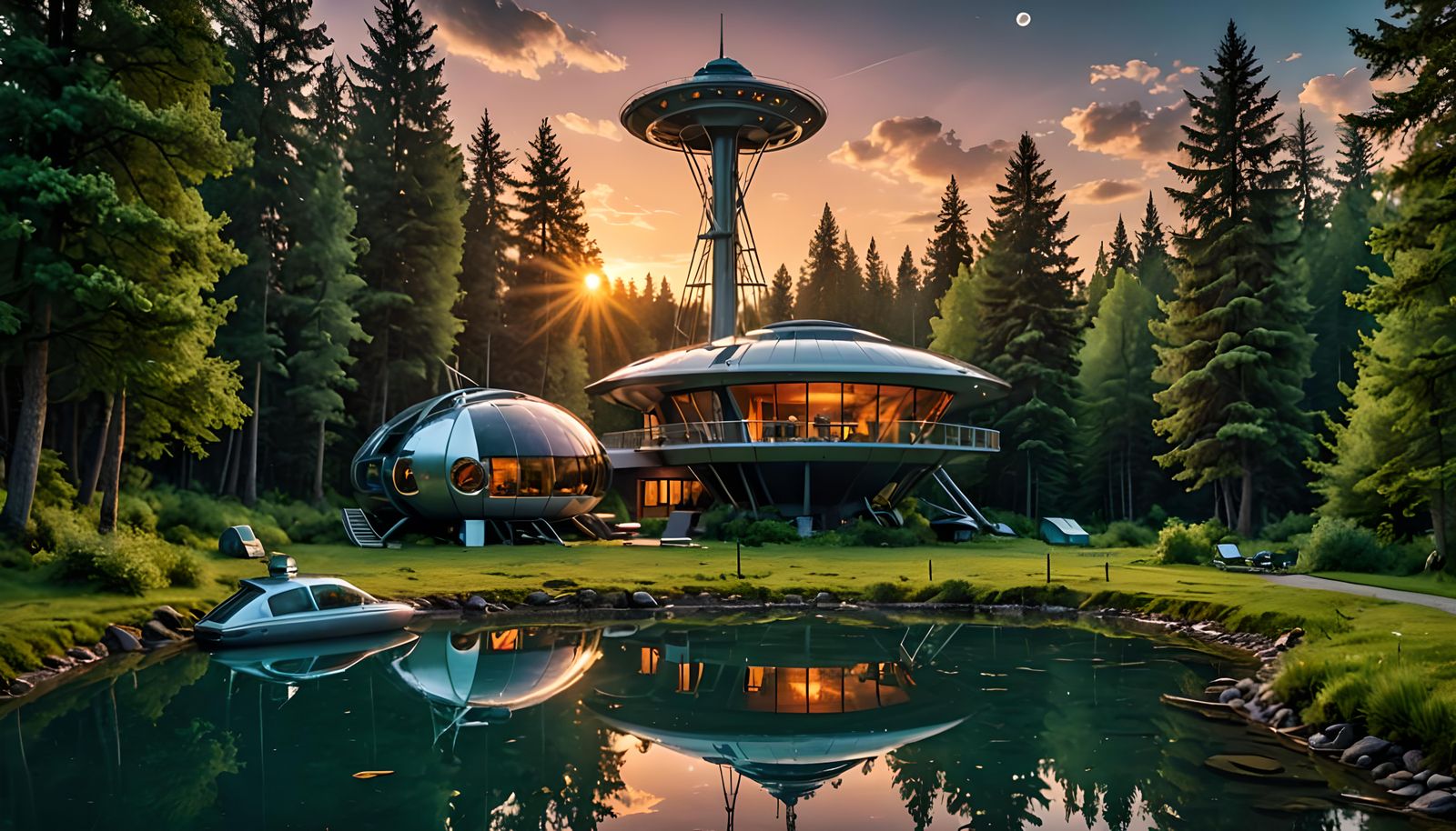 Futuristic Sci-Fi Home at Forest Edge