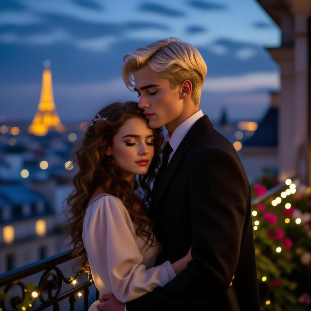 Romantic Paris Night: Anime-Style Digital Art