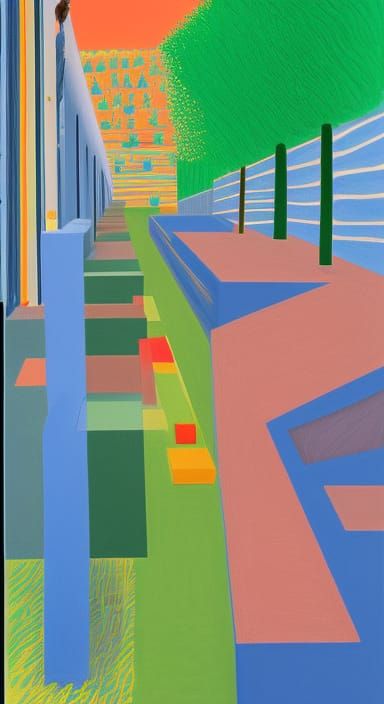 Albert Einstein Portrait in David Hockney Style