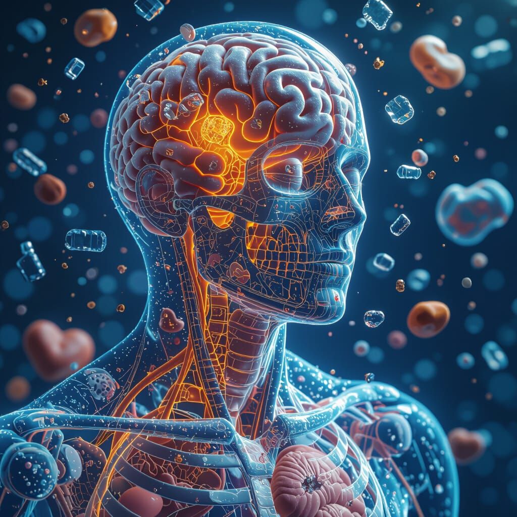 Microplastics in Human Body: Detailed Matte Painting