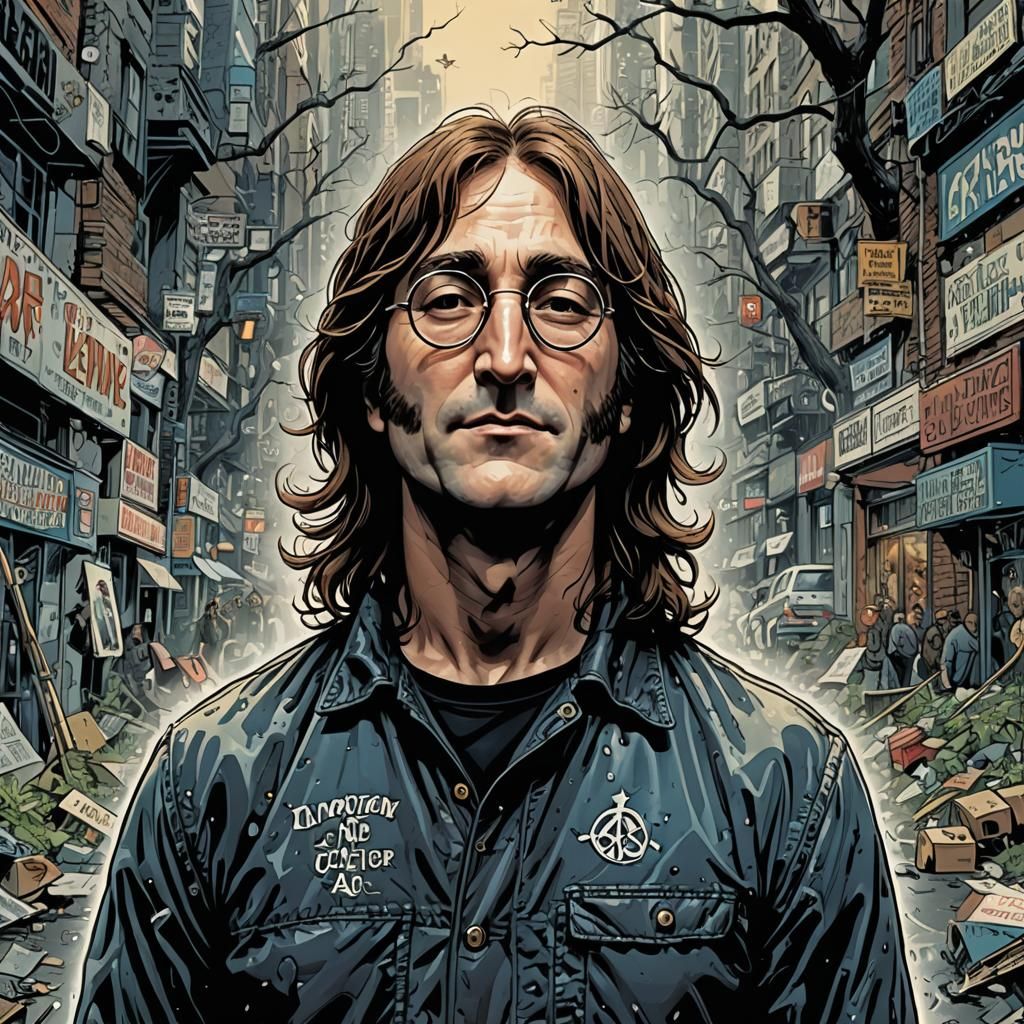 Realistic John Lennon in Comic Book Art Style