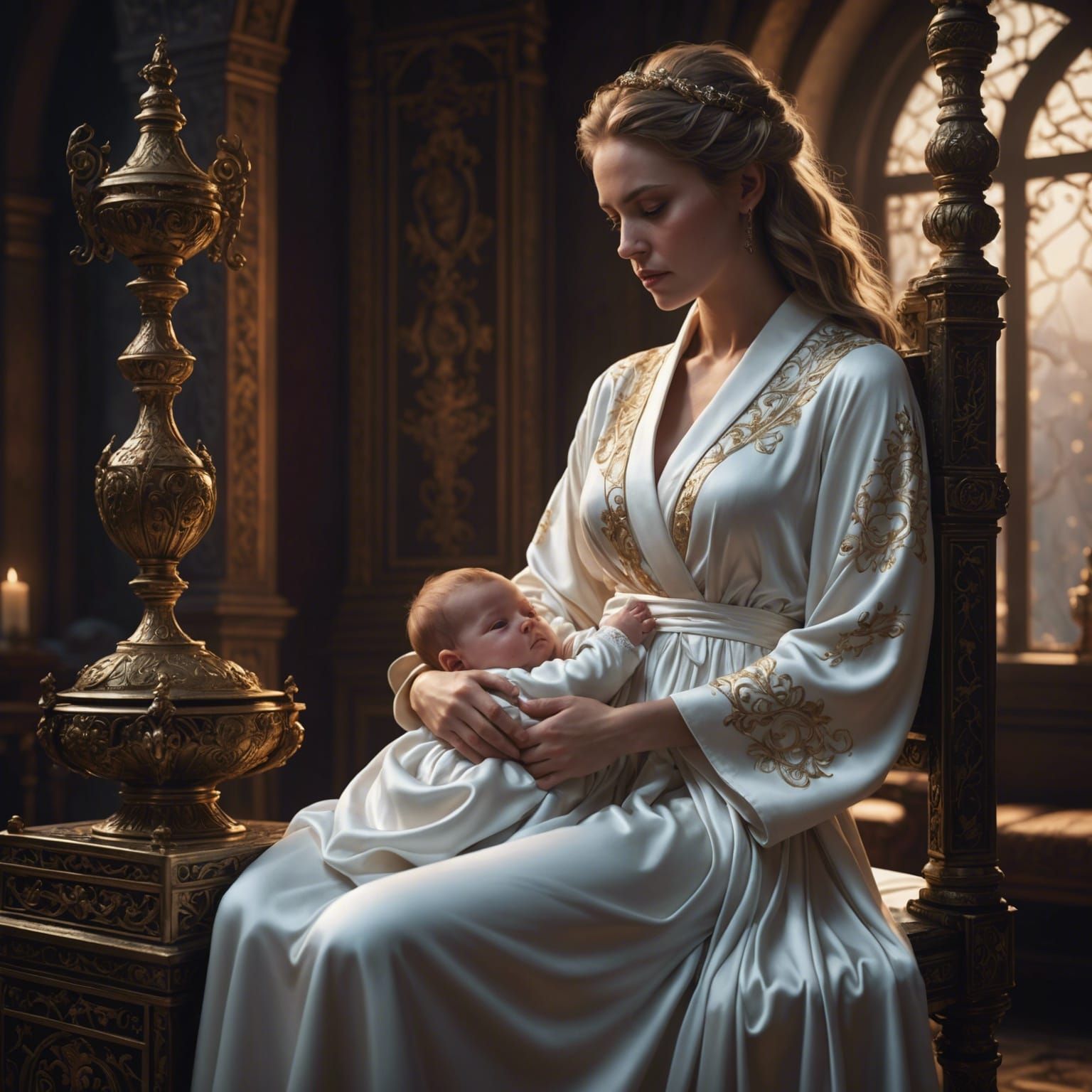 Mother and Baby Cradle: Detailed Matte Painting