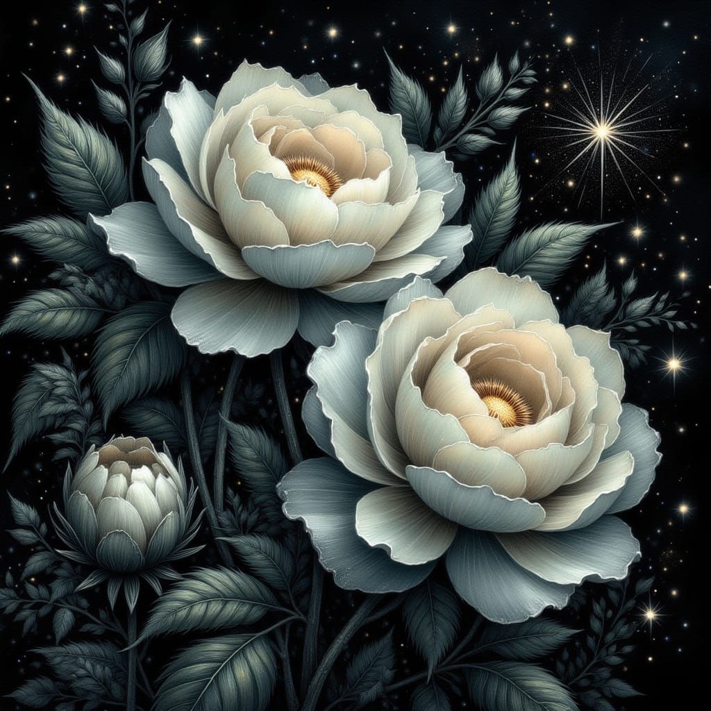 Ethereal Dark Botanical in Digital Art Style