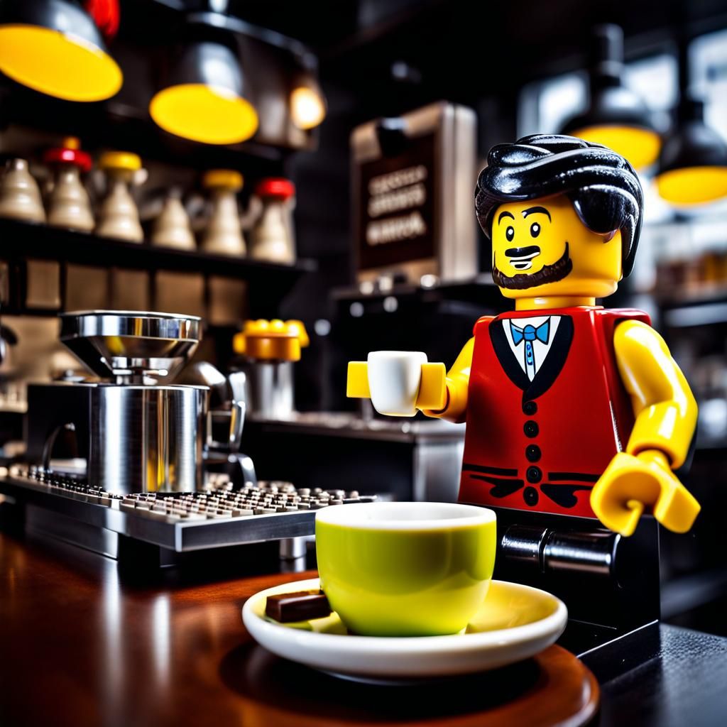 Lego Barista Serving Espresso in Italy