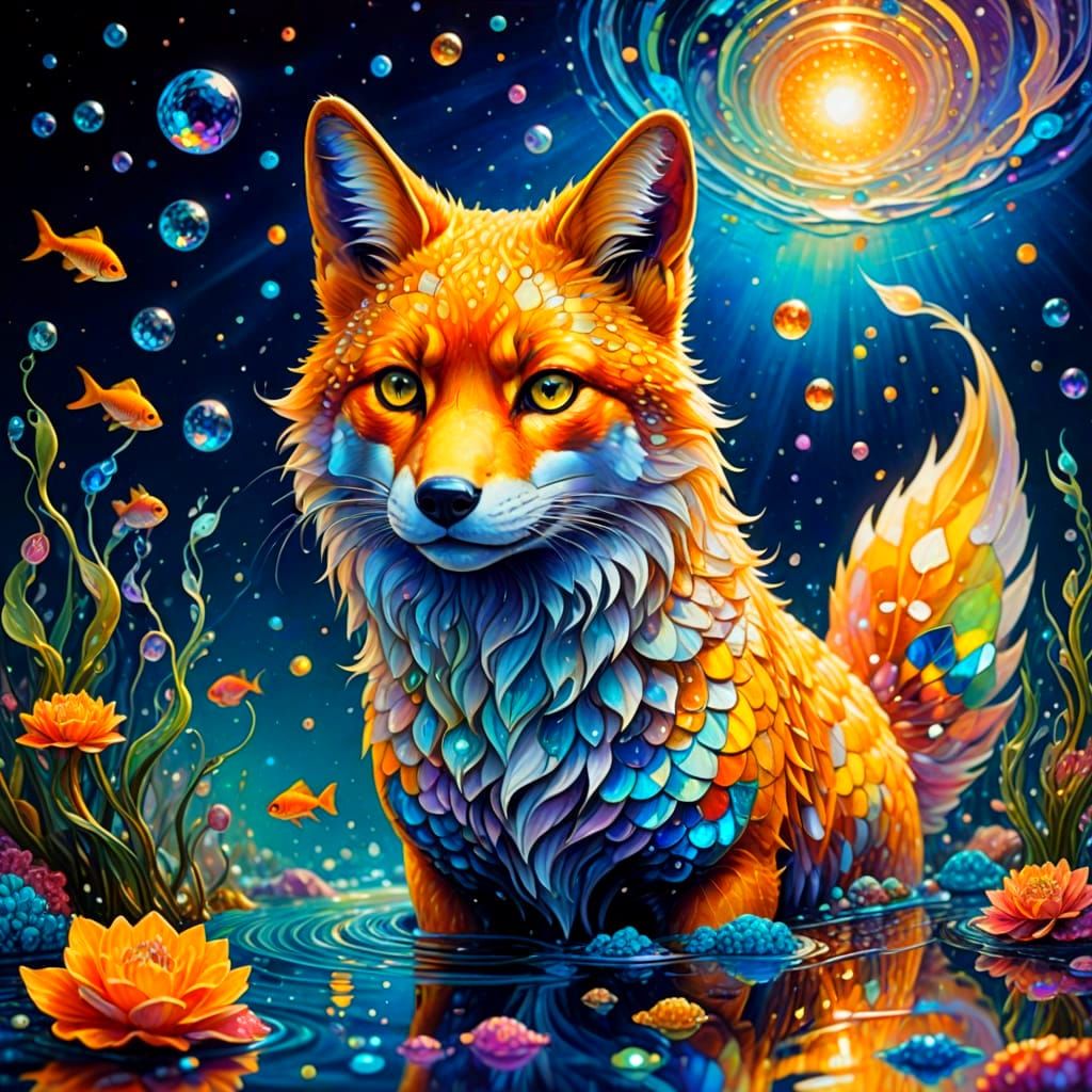 Golden Foxfish Hybrid in Shimmering Aquatic Realm