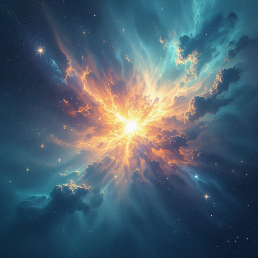 Epic Supernova Explosion in Space Matte Painting Style