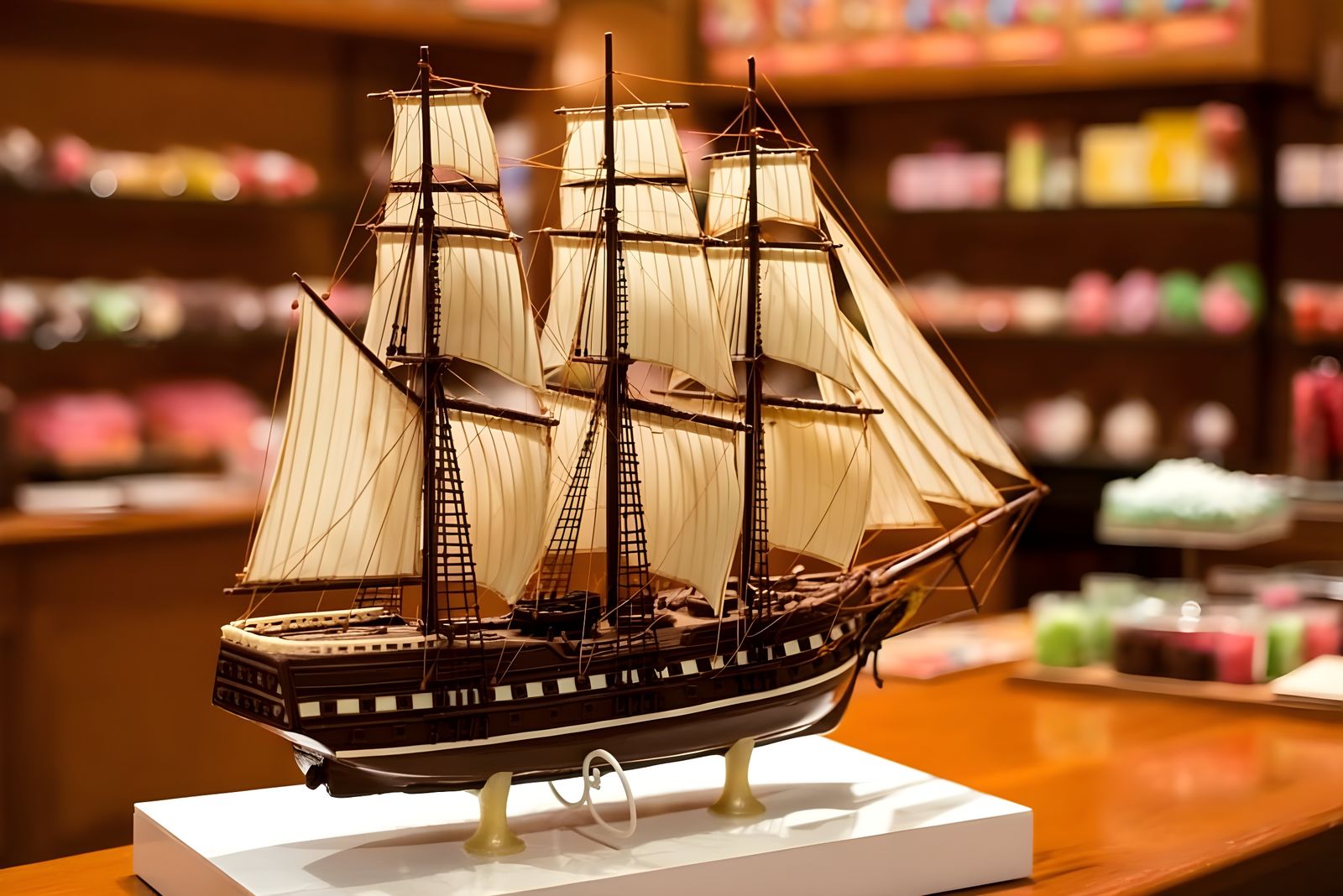 Chocolate Clipper Ship in Candy Store