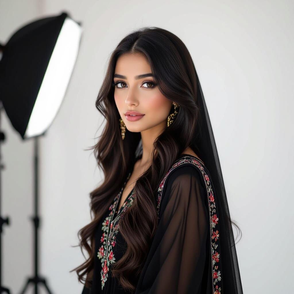 Pakistani Woman Portrait in Traditional Dress