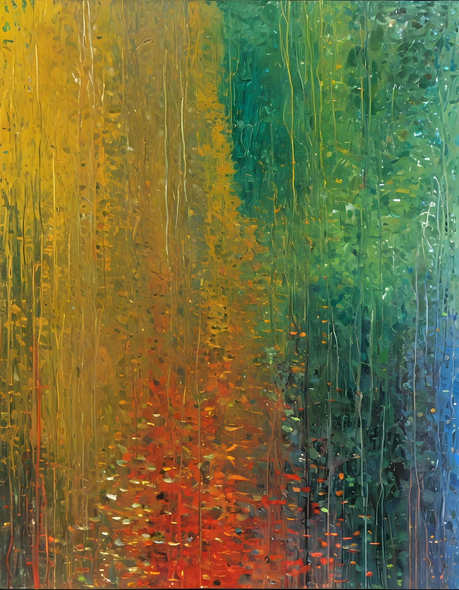 Abstract Waterfall in a Modern Garden