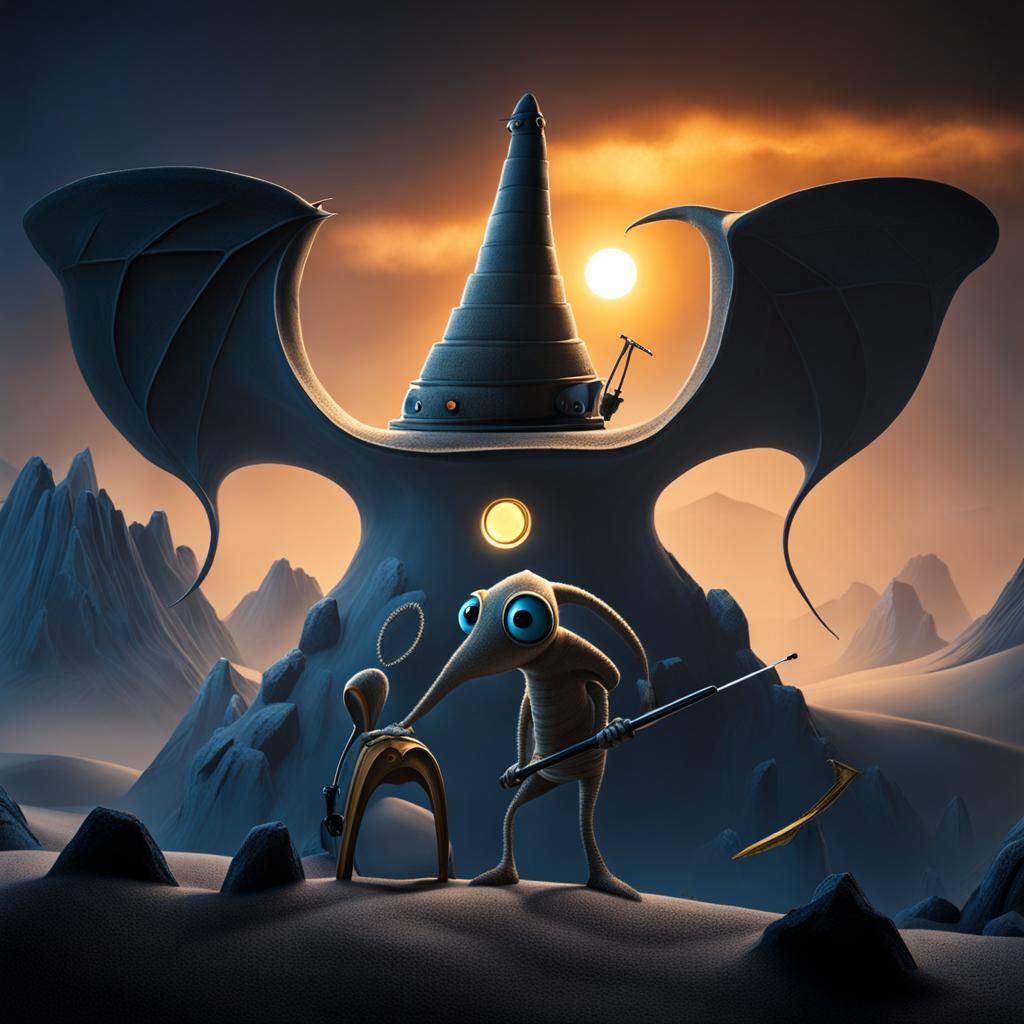 Friendly Sand Creature Explores with Tools