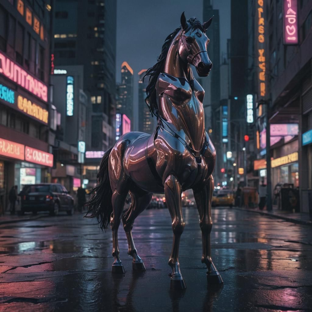Centaur in Futuristic City at Dusk: Digital Art