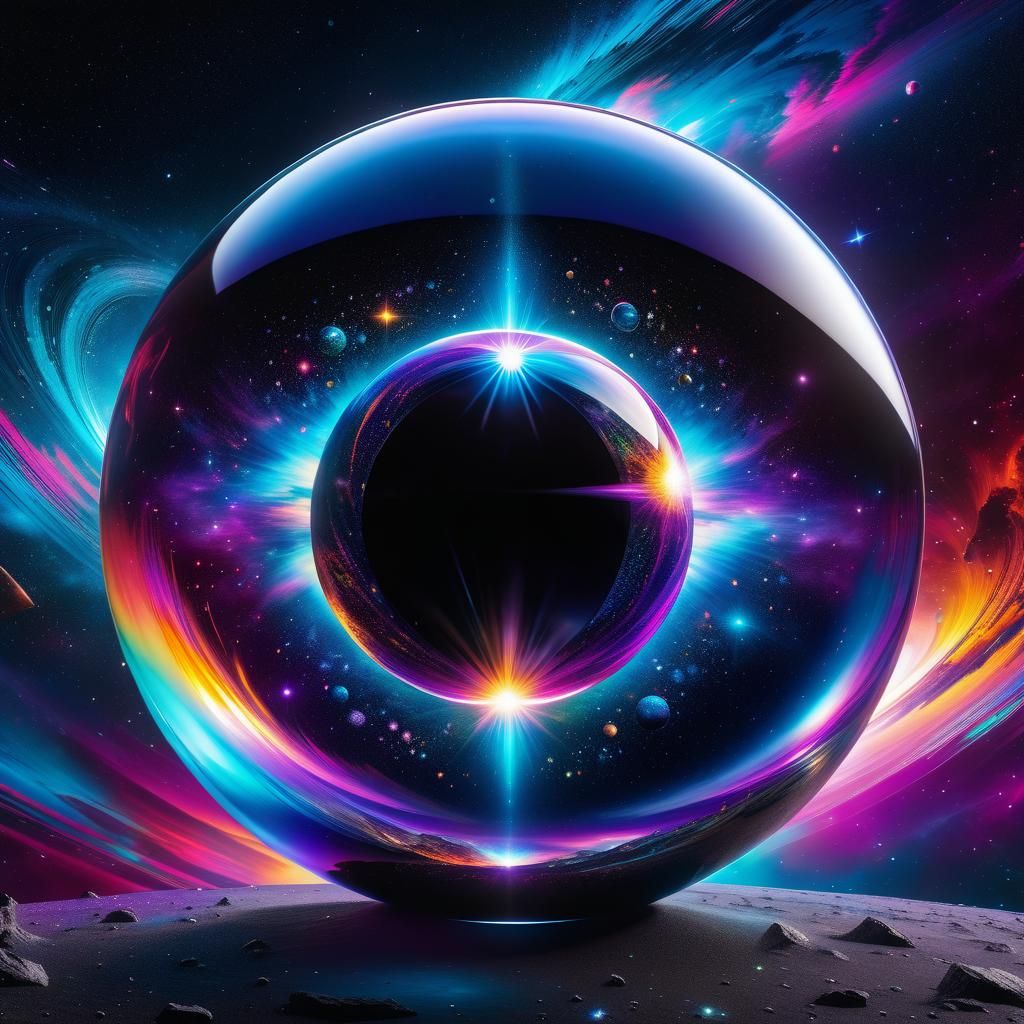 black hole in the center of a crystal ball