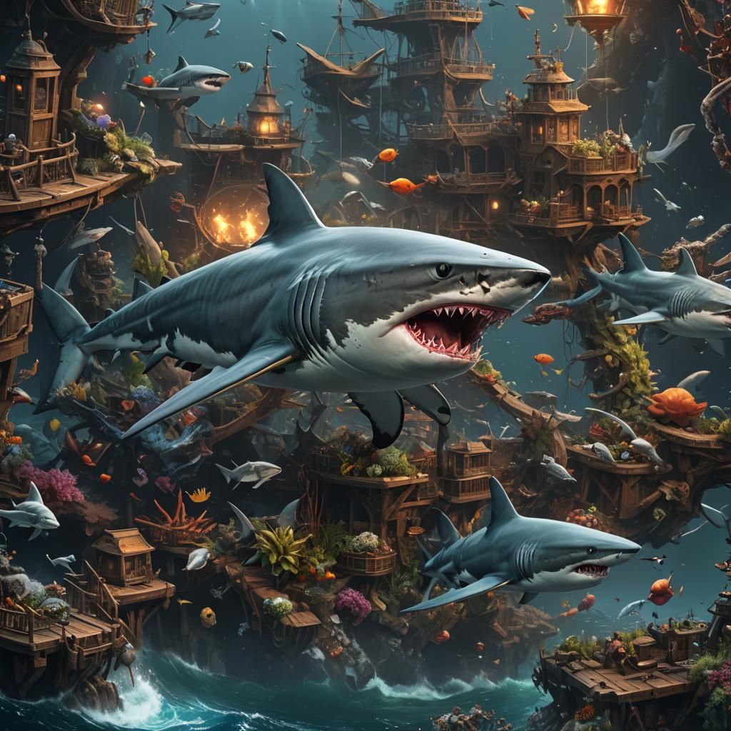 Detailed Shark Concept Art in Deep Color