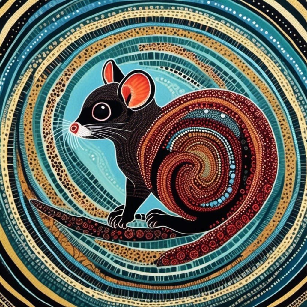 Sugar Glider in Aboriginal Dot Art Style