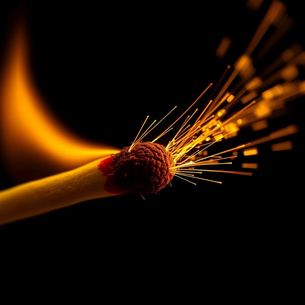 Macro Photograph of a Match Igniting