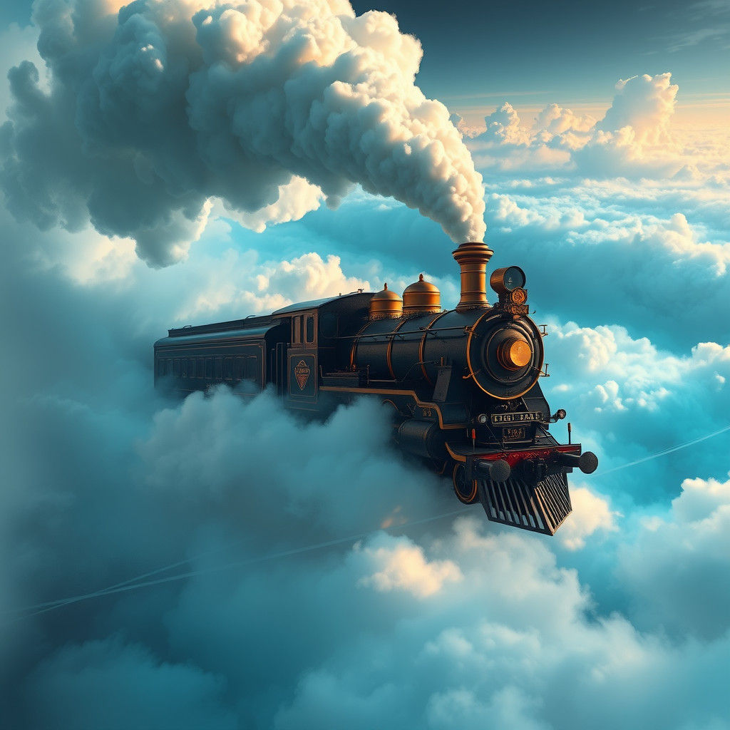 Majestic Steam Train on Cloud Highway