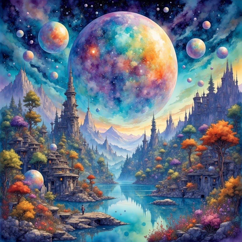 Stardome: Iridescent Dreams in Watercolor