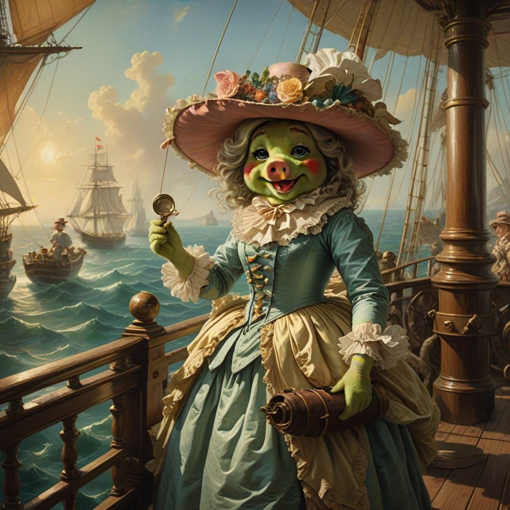 Whimsical Muppet Scene in Rococo Style