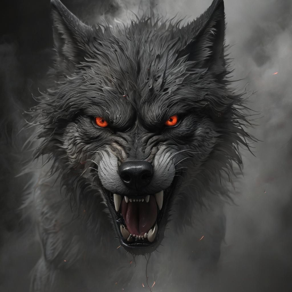 Spectacular Smoke Wolf in a Matte Painting Style