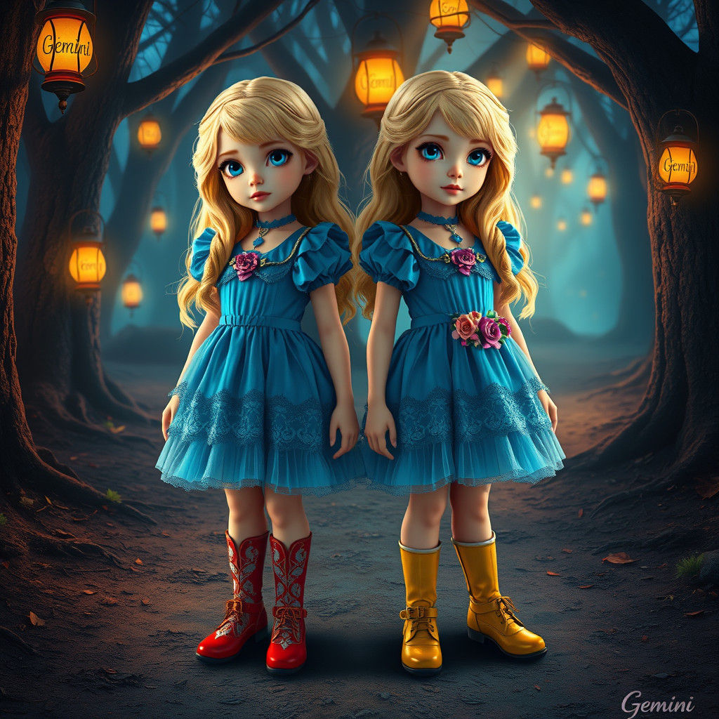 Alice in Wonderland Twins in Enchanted Forest