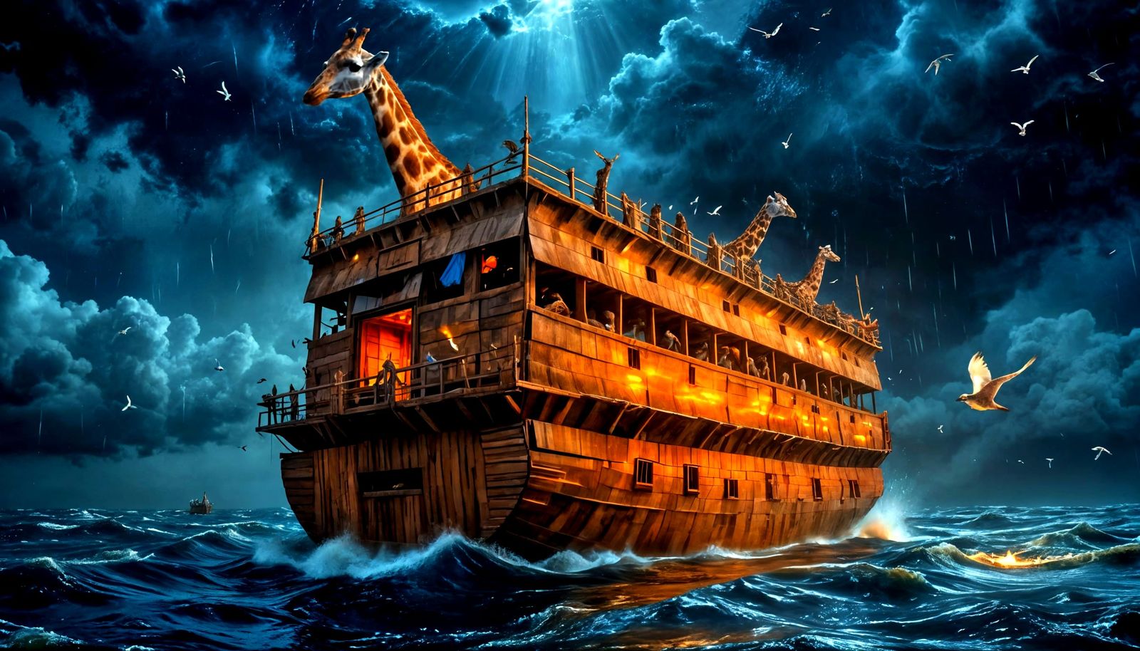 Dramatic Bird's Eye View of Noah's Ark