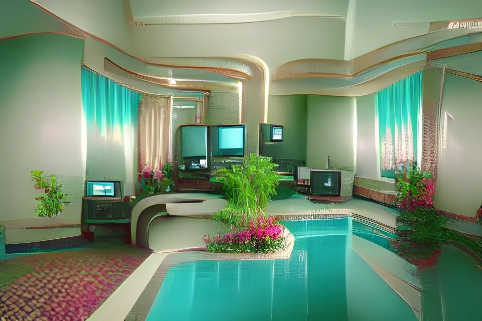 Poolcore Hotel Room in Retro Art Nouveau Style