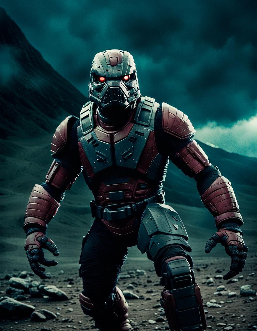 Cinematic Juggernaut Film Still in Comic Book Style