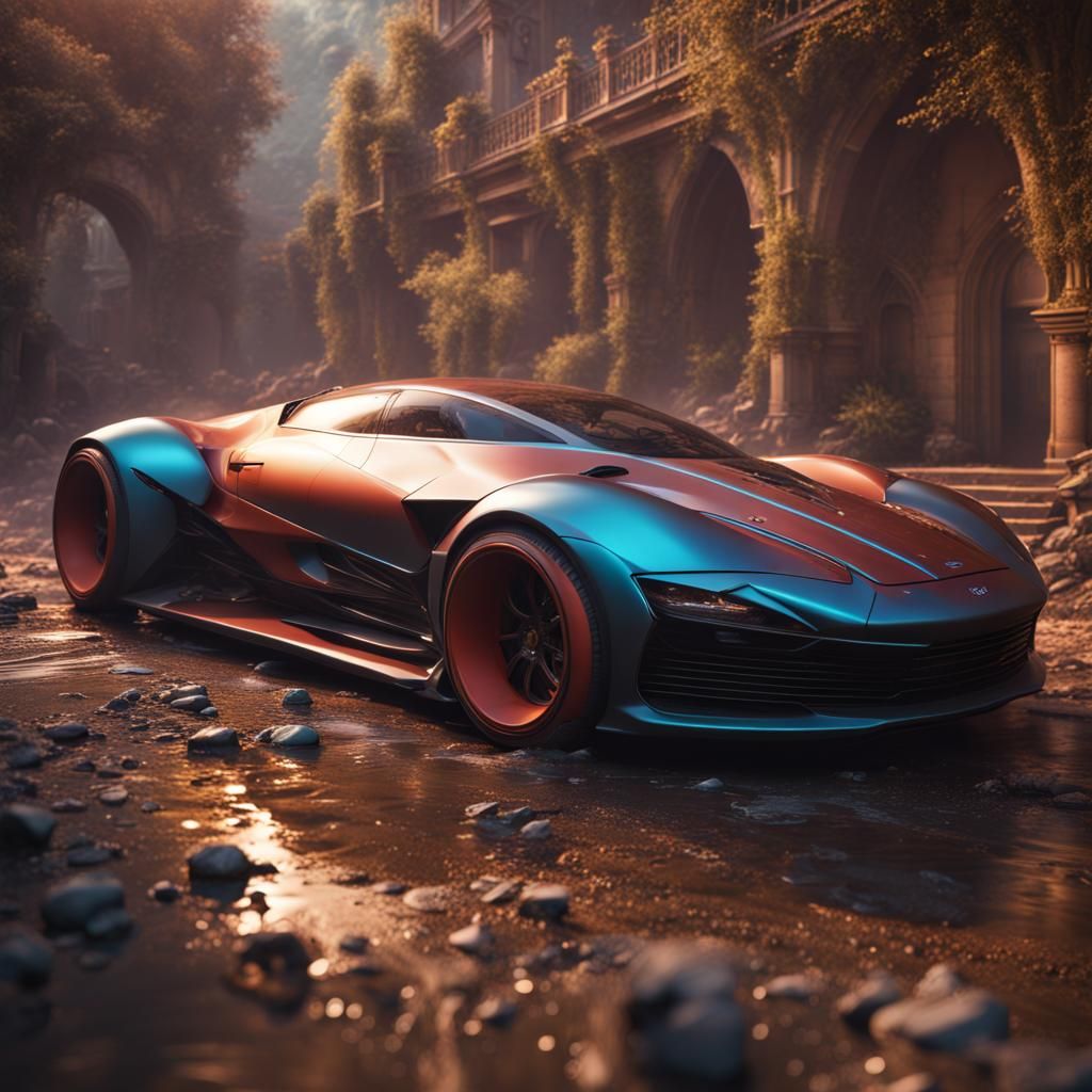 Detailed Matte Painting of a Sports Car