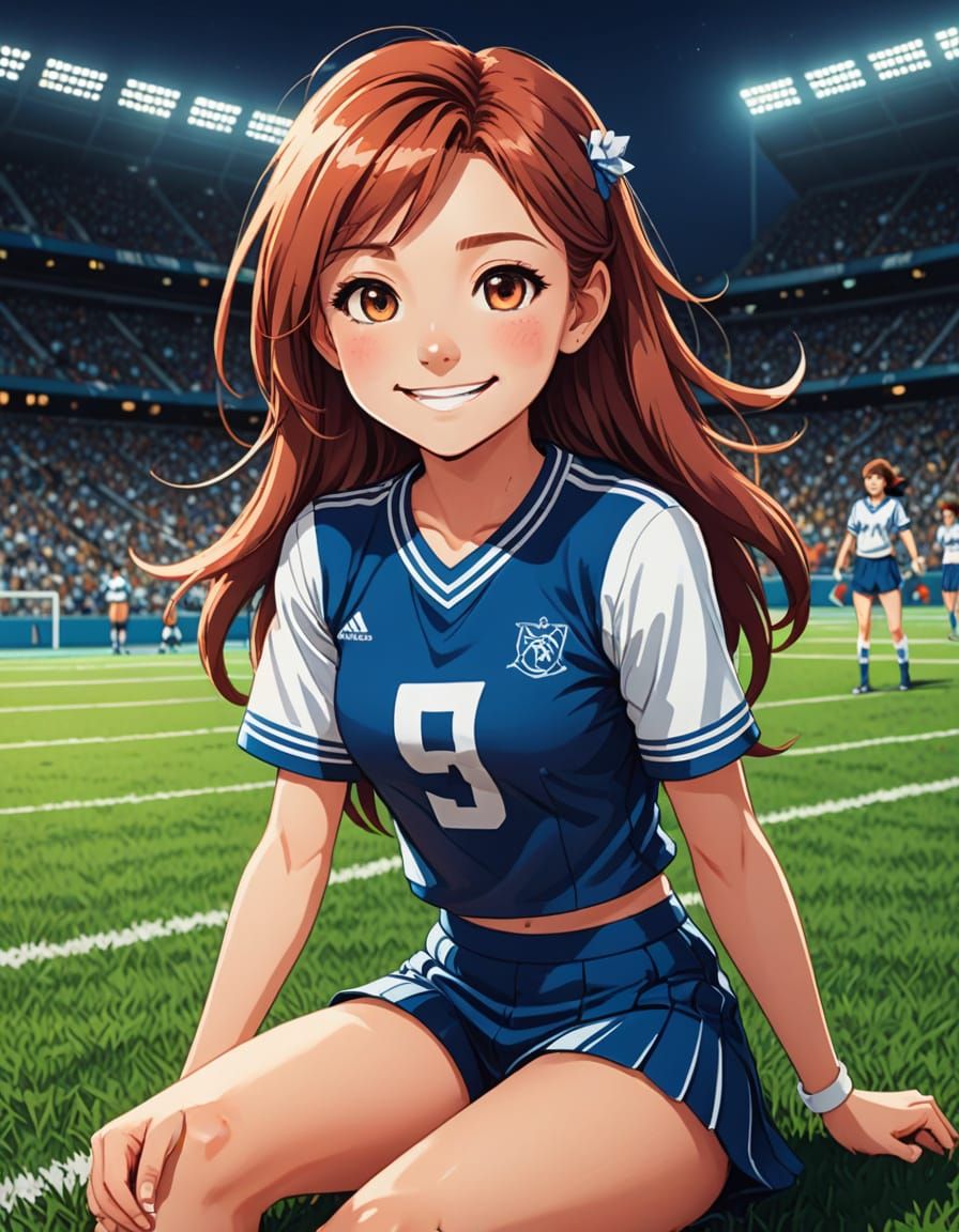 A Beautiful Cheerleader in Vibrant Anime Style