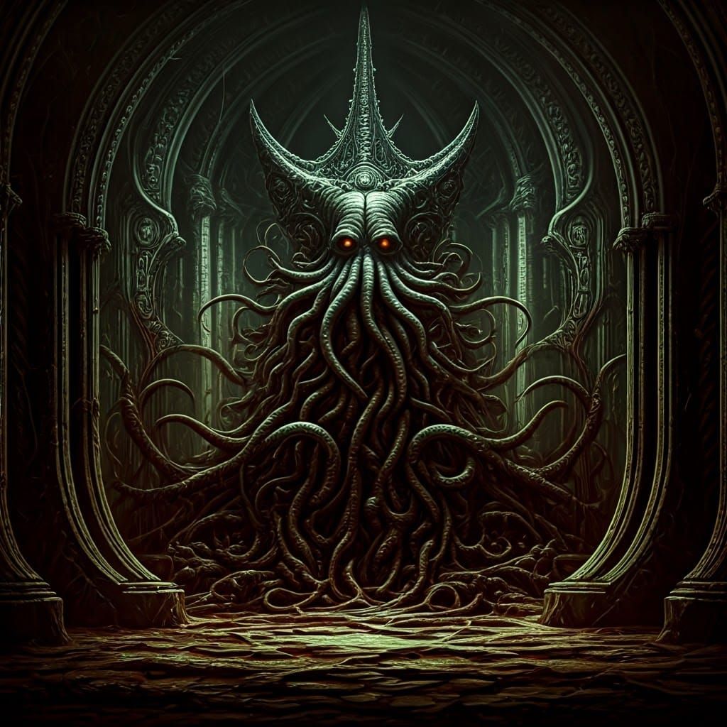 Eldritch Throne Room of Azathoth in Dark Surrealism