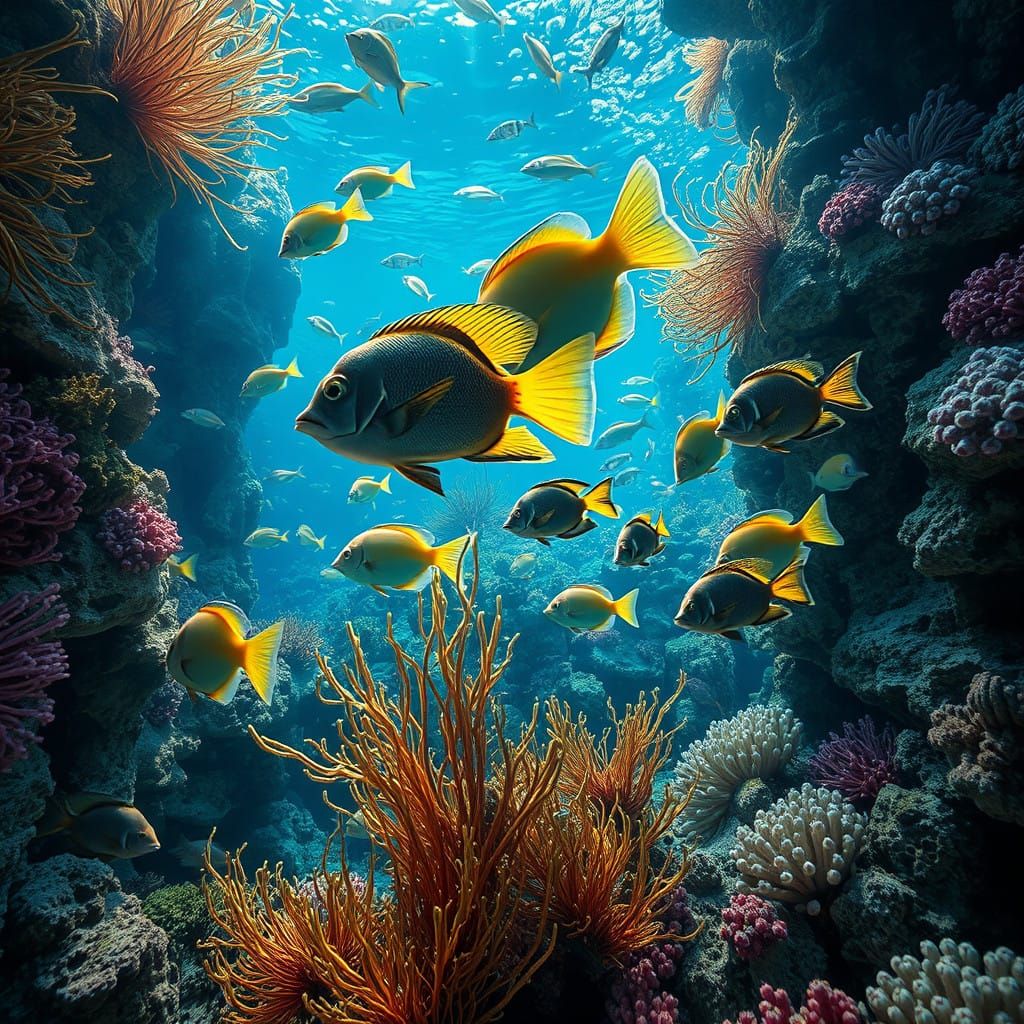 Vibrant Ocean Depths in Hyper-Realistic Style