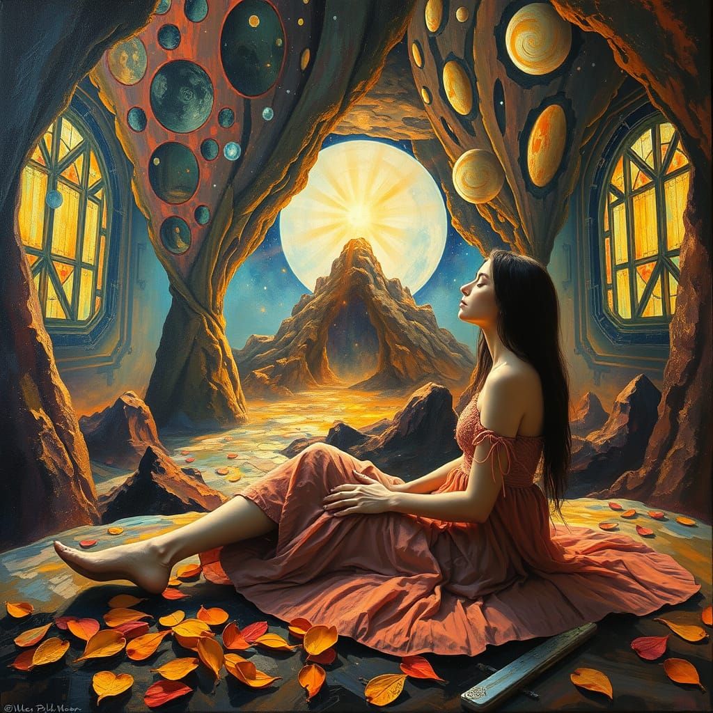 Dream Temple: Woman in Neo-Impressionist Style